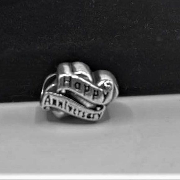 Silver charm ~ "Happy Anniversary" ~ sterling silver - Picture 3 of 11